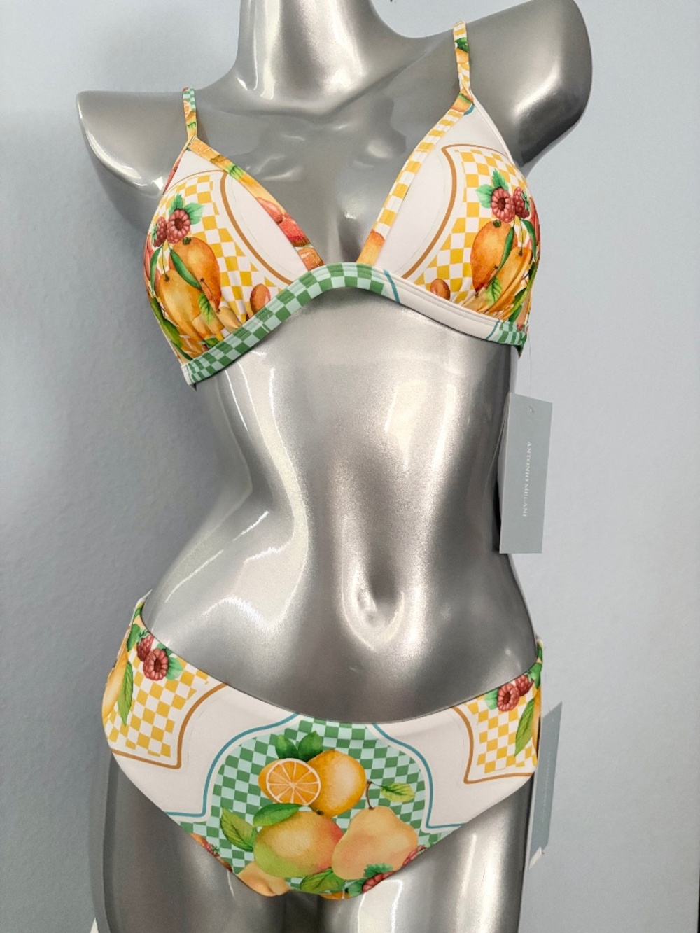 Antonio Melani Swim Suit Bikini Set Nwt Citrus MoldTriangle Top Hipster Bottom